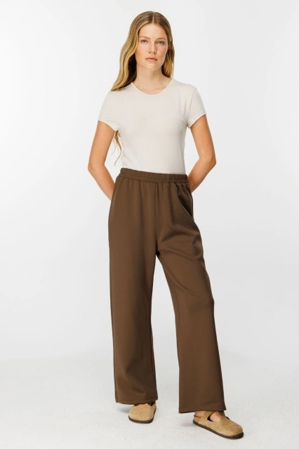 Beli Lastikli Scuba Kahve Pantolon