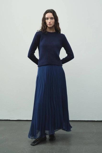 Bisiklet Yaka Fit Triko Lacivert Kazak