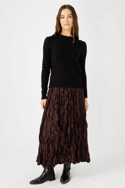 Bisiklet Yaka Fit Triko Siyah Kazak