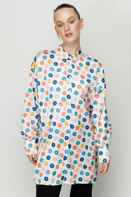 Bloom Saten Beyaz Gömlek