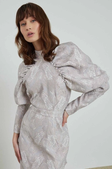 Balon Kol Soft Lila Jakar Elbise