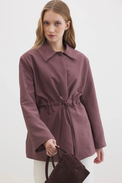 Büzgü Detaylı Burganya Ceket