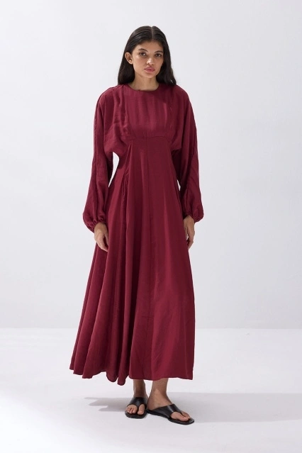 Caren Reglan Kol Bordo Elbise