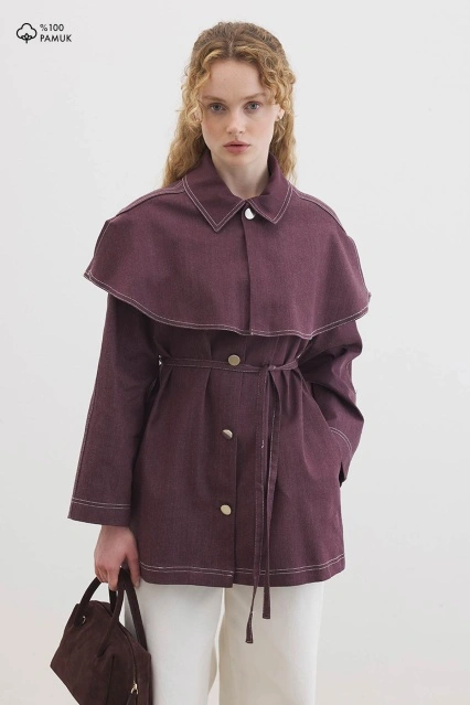 Çıkarılabilir Pelerin Yaka Burganya Gömlek