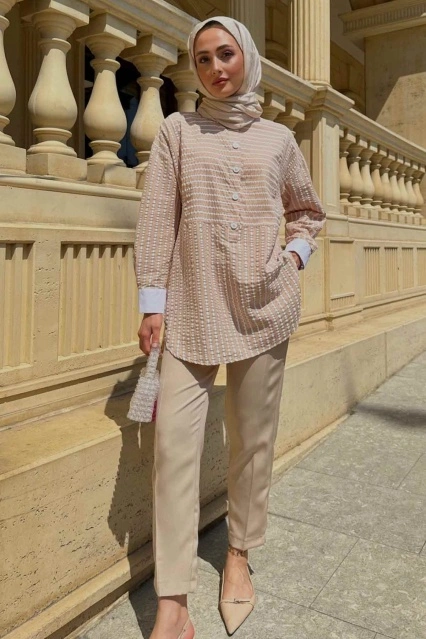 Çizgi Dokulu Taş Gömlek