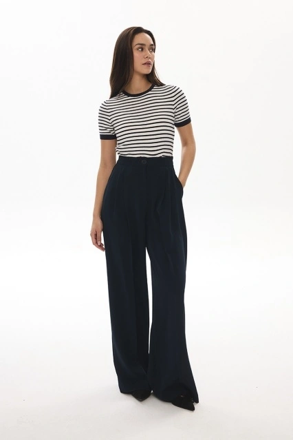Class Lastik Detaylı Palazzo Lacivert Pantolon Class Lastik Detaylı Palazzo Lacivert Pantolon
