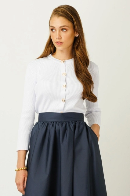 Coco Merserize Hırka - Beyaz