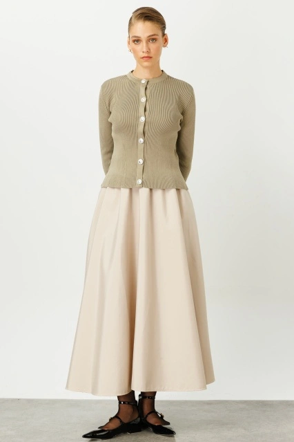 Coco Merserize Hırka - Vizon