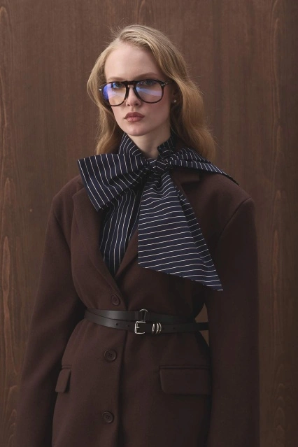 D Toka Detaylı Deri Acı Kahve Kemer