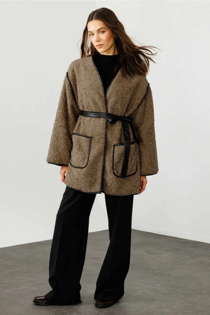 Deri Biyeli Vizon Tedy Mont