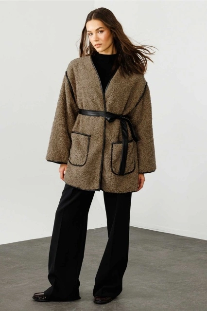 Deri Biyeli Vizon Tedy Mont