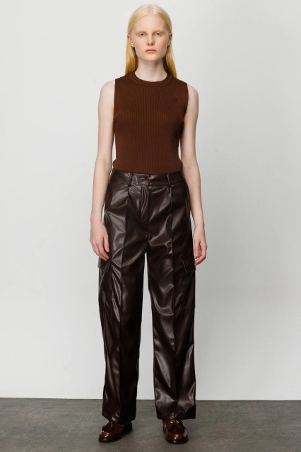 Deri Kargo Kahve Pantolon Deri Kargo Kahve Pantolon