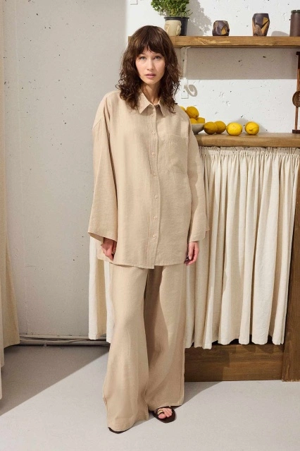 Dikiş Detaylı Rahat Taş Pantolon Takım