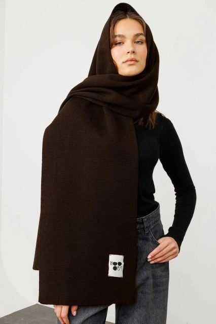 Düz Renk Kahve Atkı