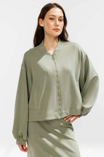 Fermuar Detaylı Bomber Çağla Ceket