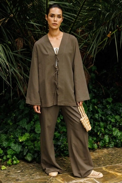 Fiyonk Bağlama Haki Gömlek