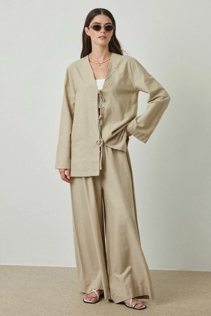 Fiyonk Bağlama Vizon Gömlek Fiyonk Bağlama Vizon Gömlek