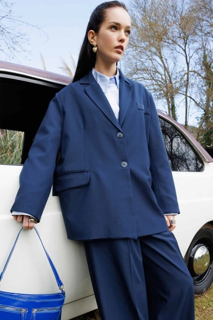 Frank Oversize Blazer Lacivert Ceket Frank Oversize Blazer Lacivert Ceket
