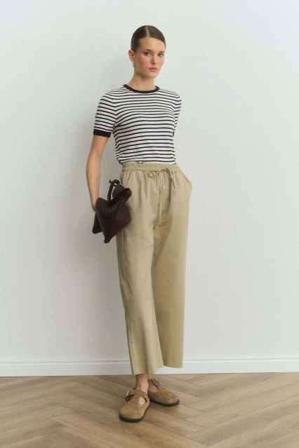 Gabardin Loose Bej Pantolon