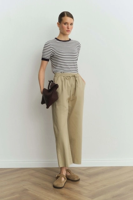 Gabardin Loose Bej Pantolon Gabardin Loose Bej Pantolon