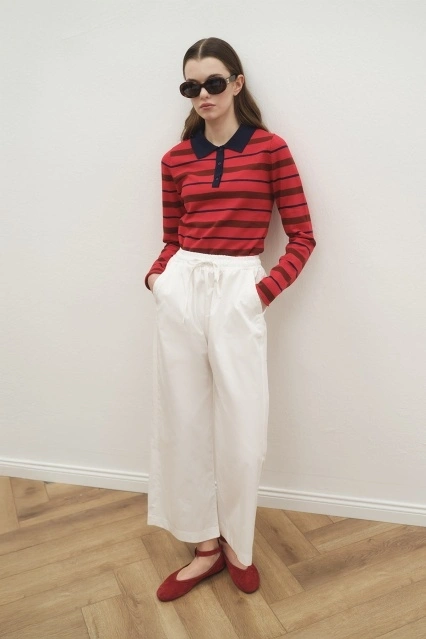 Gabardin Loose Beyaz Pantolon Gabardin Loose Beyaz Pantolon