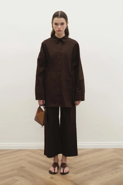 Gabardin Loose Kahve Pantolon