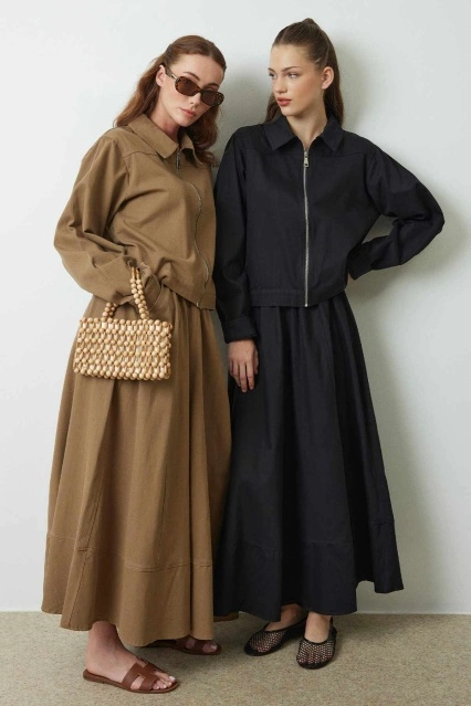 Gabardin Siyah Ceket Etek Takım