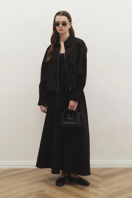 Gabardin Siyah Ceket Etek Takım