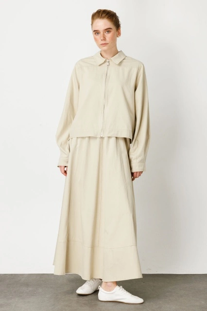 Gabardin Taş Ceket Etek Takım