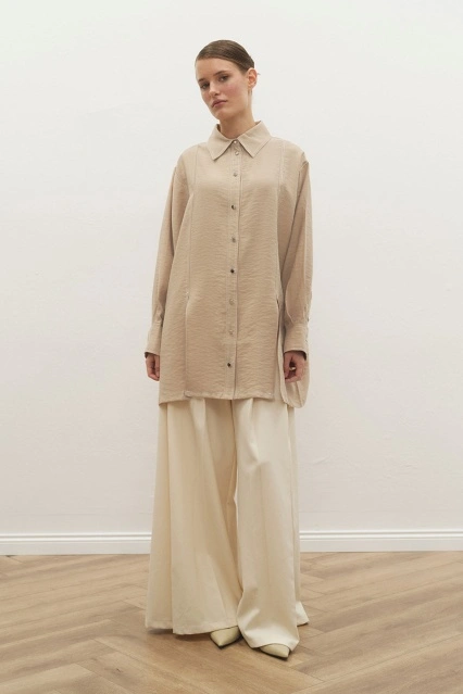 Gardenya Çift Dikiş Detaylı Taş Gömlek