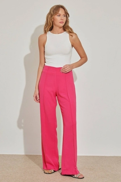 Geniş Paça Yüksek Bel Fuşya Pantolon Geniş Paça Yüksek Bel Fuşya Pantolon