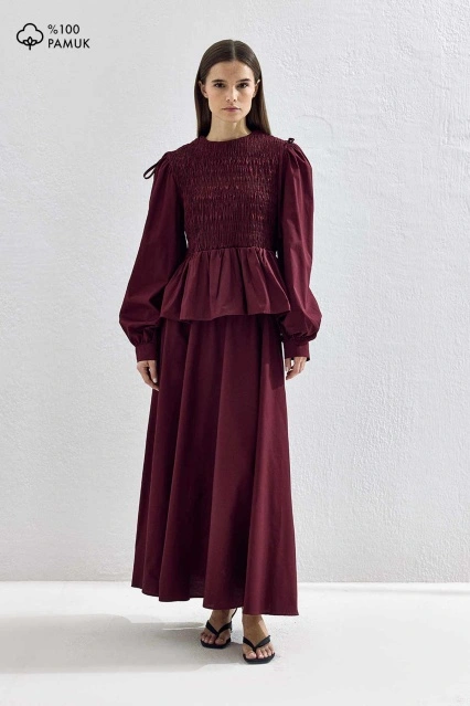 Gipe Detaylı Bordo Etek Takım