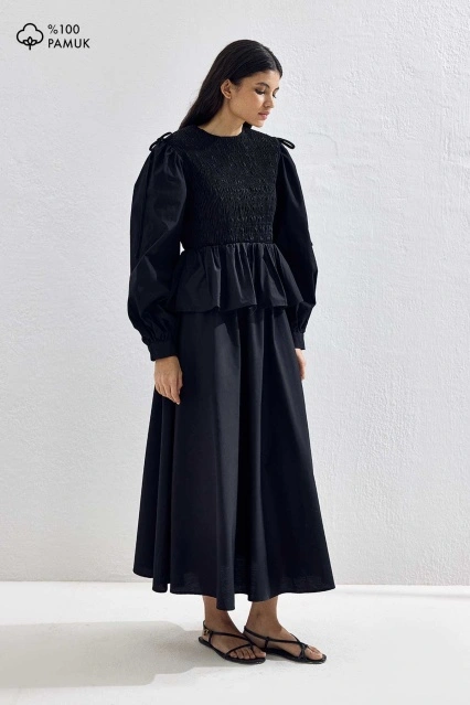 Gipe Detaylı Siyah Etek Takım