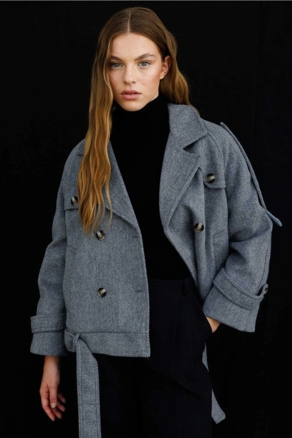 Isabel Kısa Antrasit Kaşe Kaban