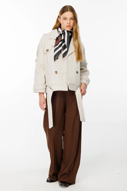 Isabel Kısa Bej Kaşe Kaban