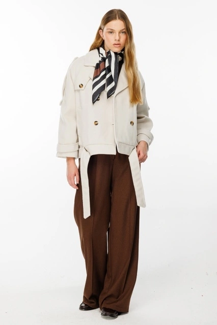 Isabel Kısa Bej Kaşe Kaban