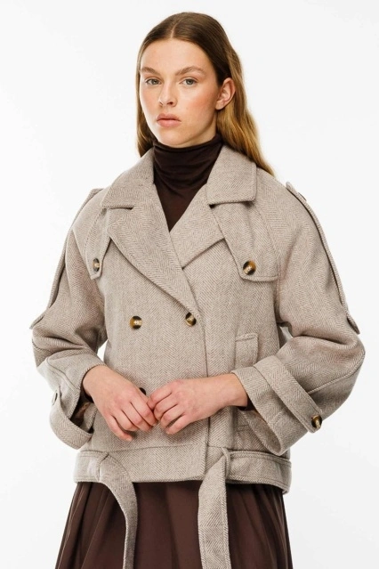 Isabel Kısa Kahve Kaşe Kaban