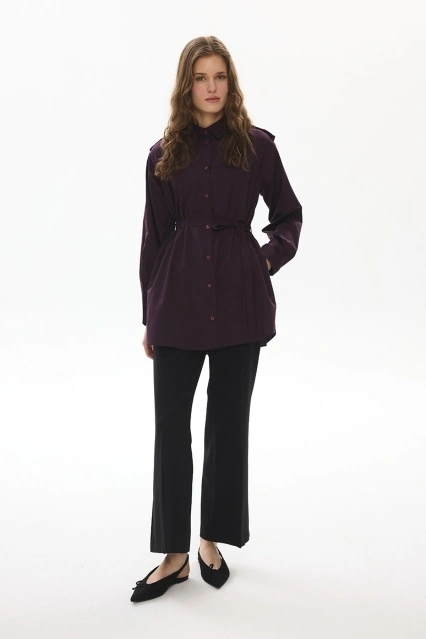 Karye Mürdüm Trenç Gömlek Karye Mürdüm Trenç Gömlek