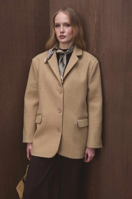 Kaşe Blazer Deve Tüy Ceket