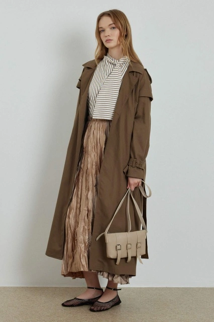 Aller Detaylı Vizon Gabardin Trençkot