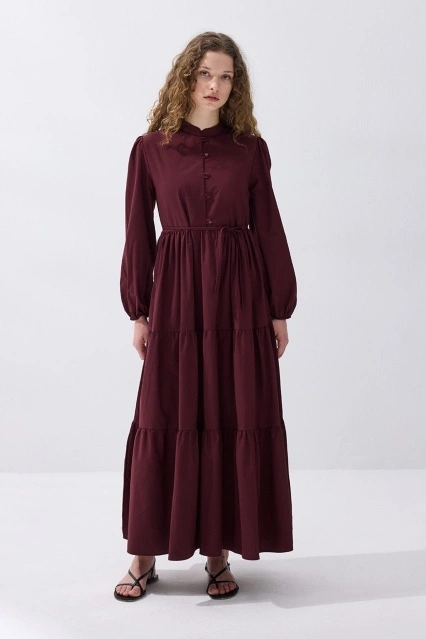 Katy Pamuklu Bordo Elbise