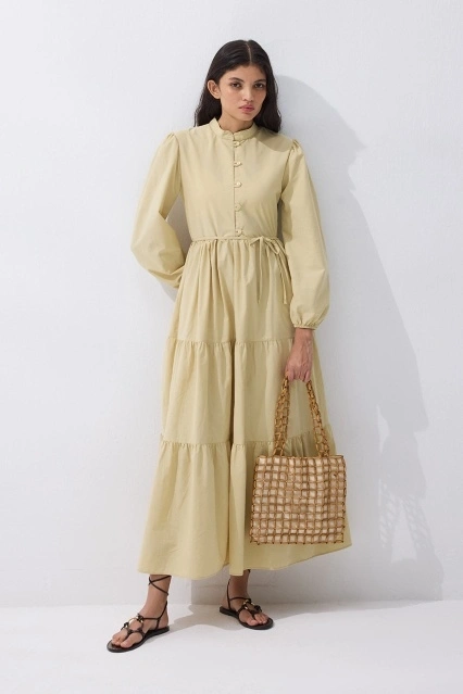 Katy Pamuklu Soft Sarı Elbise