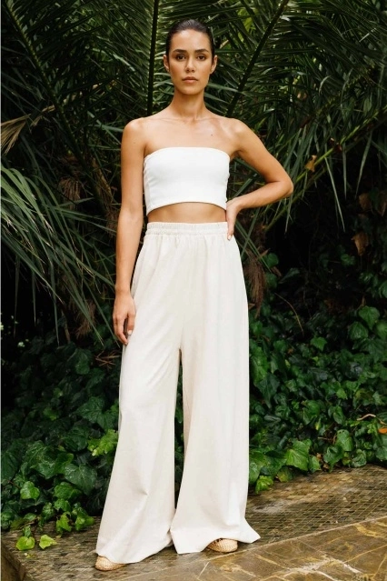 Keten Bol Paça Naturel Pantolon Keten Bol Paça Naturel Pantolon
