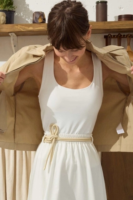 Kordon Ekru Deri Kemer