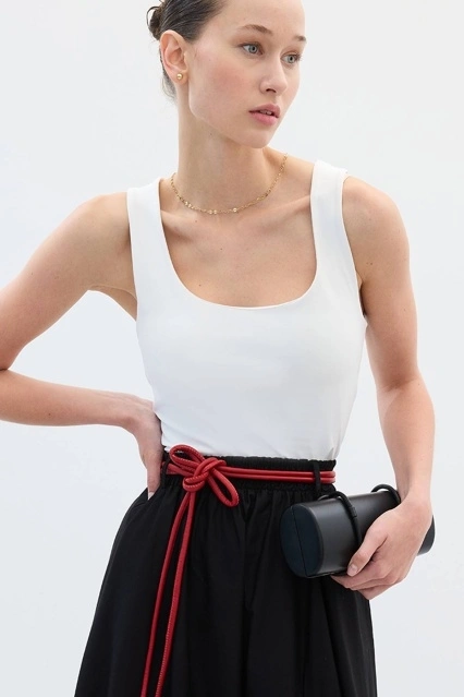 Kordon Kırmızı Deri Kemer