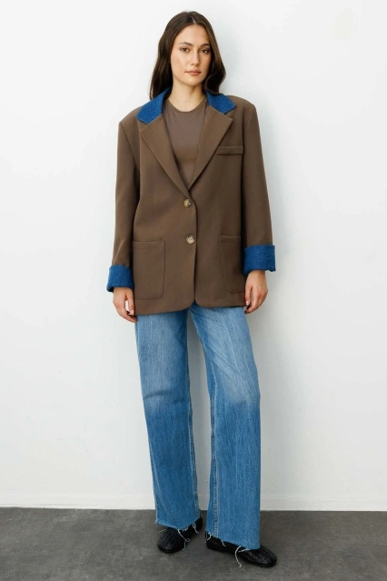 Kot Garni Detaylı Blazer Koyu Haki Ceket