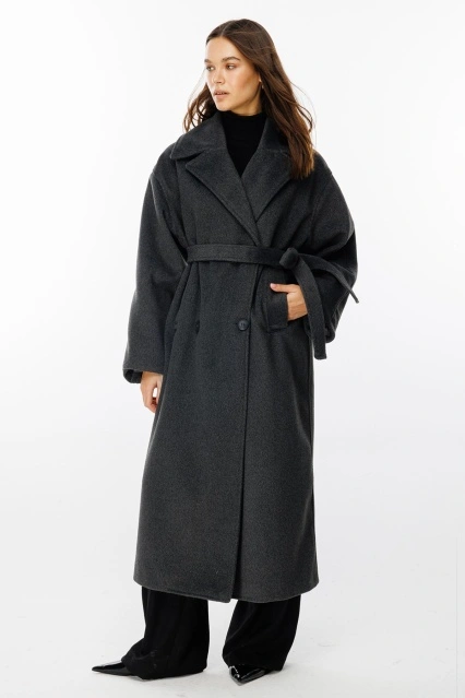 Kruvaze Antrasit Kaşe Kaban