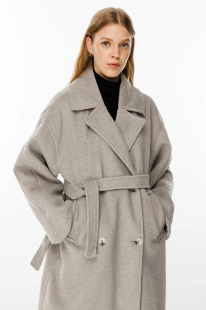 Kruvaze Vizon Kaşe Kaban