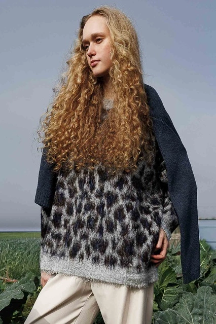 Leopar Desenli Kahve Kazak