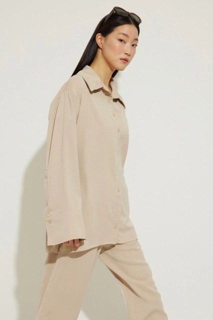 Kraş Dokulu Vizon Pantolon Takım